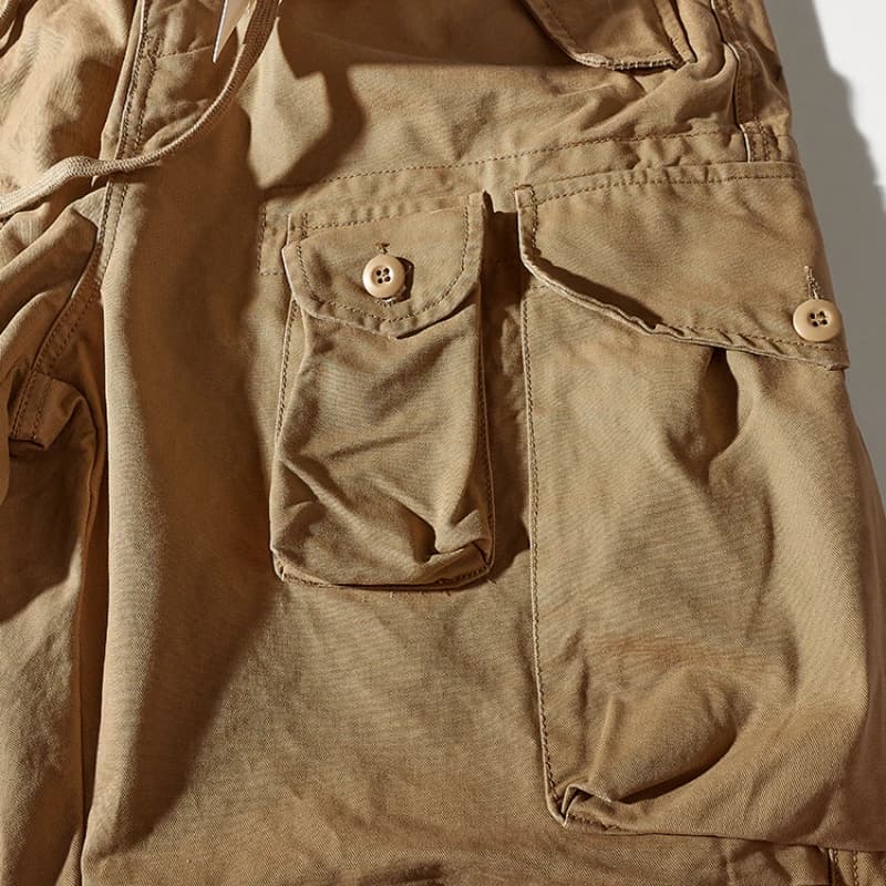 Men's Khaki Loose Straight Pants with Drawstring