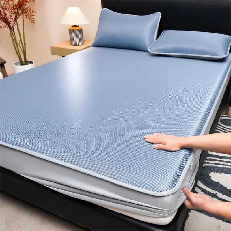 Blue Cooling Bedsheet Set with Pillowcase