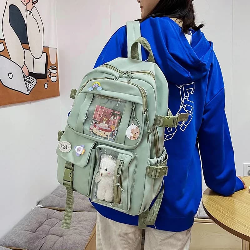 Kawaii Patchwork School Backpack for Girls