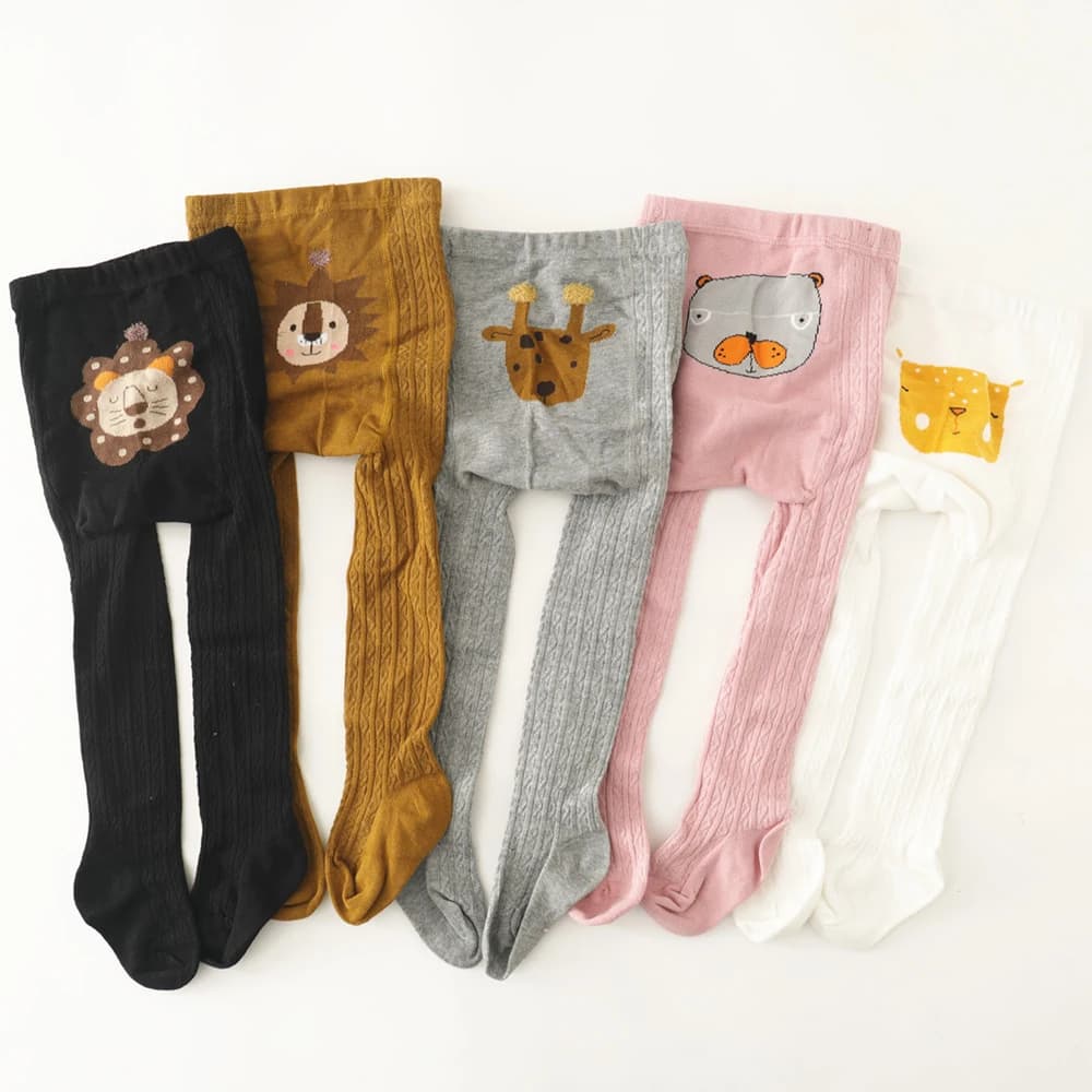 Baby Cotton Tights with Animal Patterns