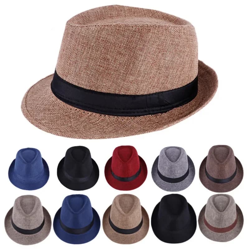 Men's Fedora Hat Cotton Linen Blend