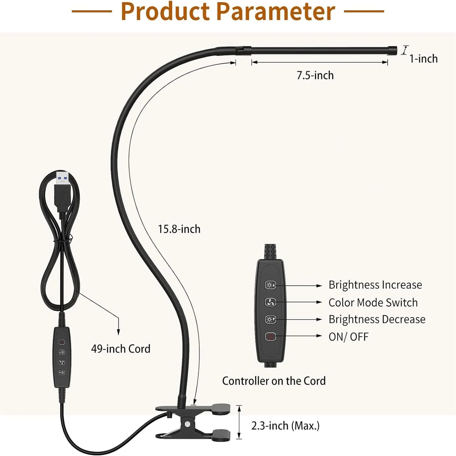 USB Rechargeable LED Desk Lamp with Clip