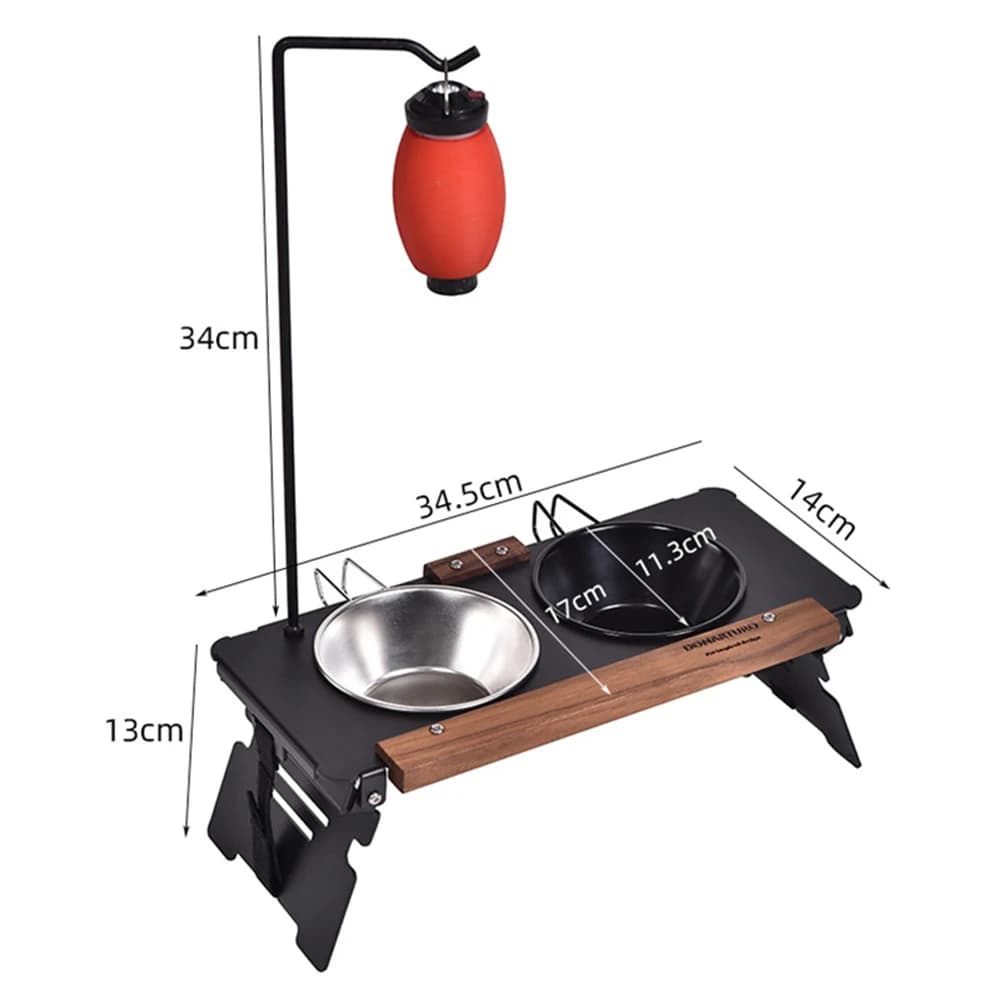 Foldable Outdoor Pet Feeder Stand with Lamp Pole