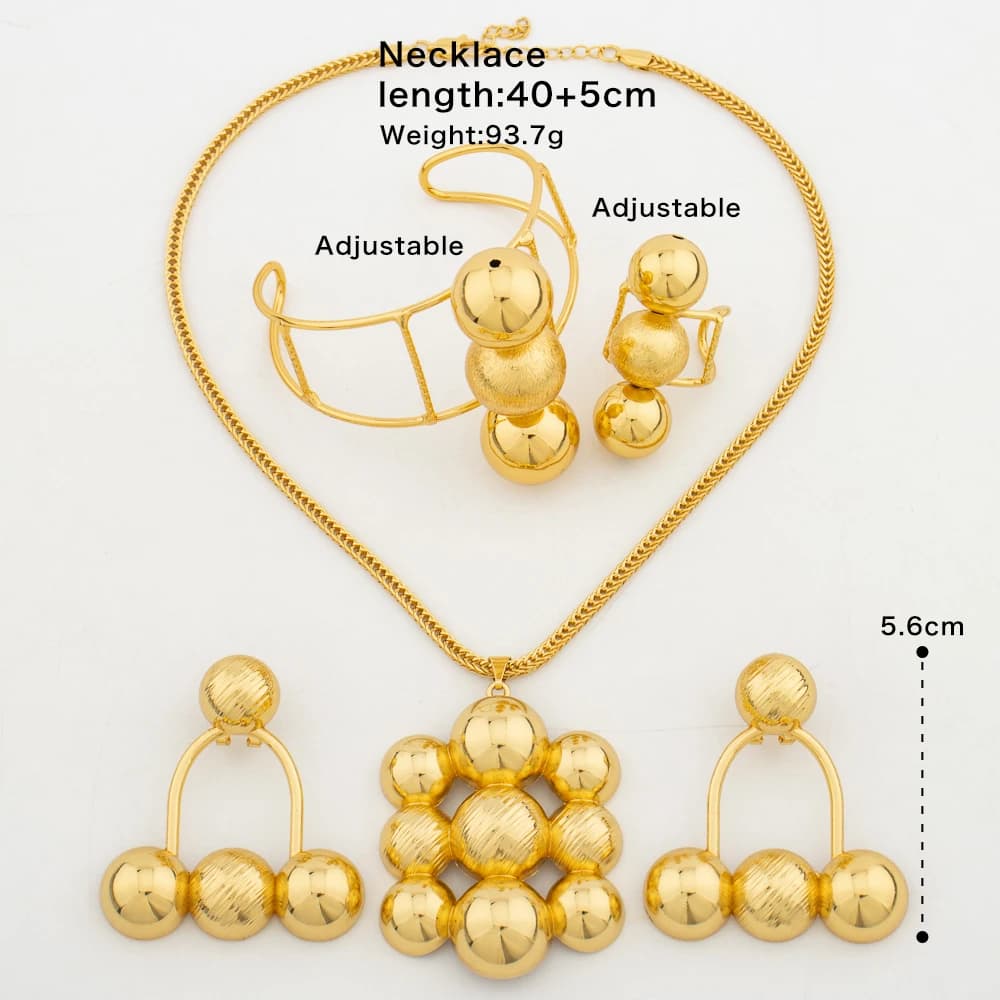 Jewelry Set for Women Luxury Pendant Necklace and Dangle Earrings Weddings Bridal Bangle Ring Set Gifts