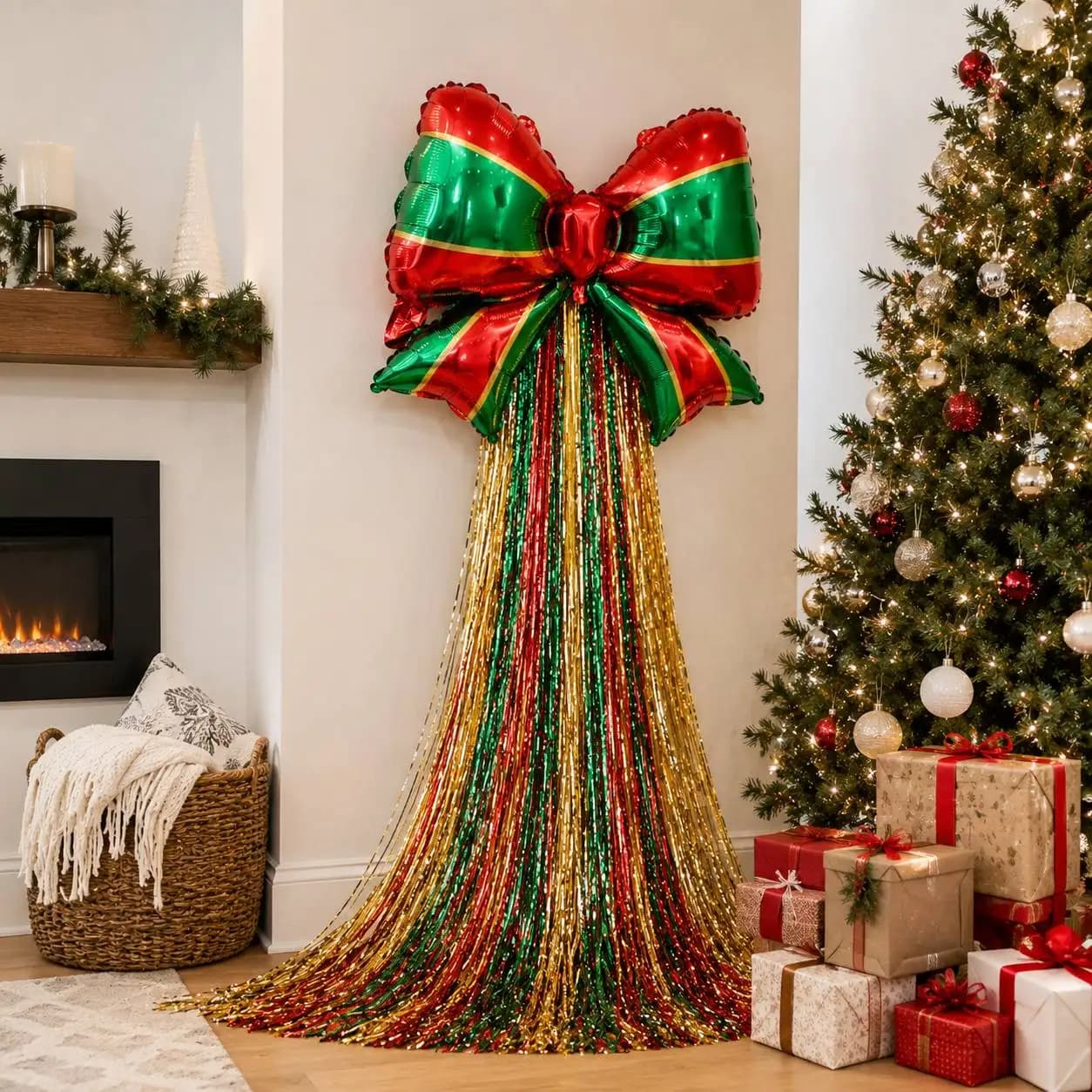 30-Inch Christmas Bow Balloon Set with Streamers