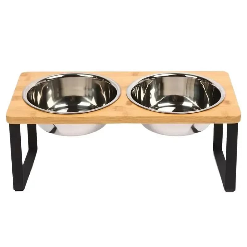 Elevated Tilted Cat Bowl Stand with Stainless Steel Bowls