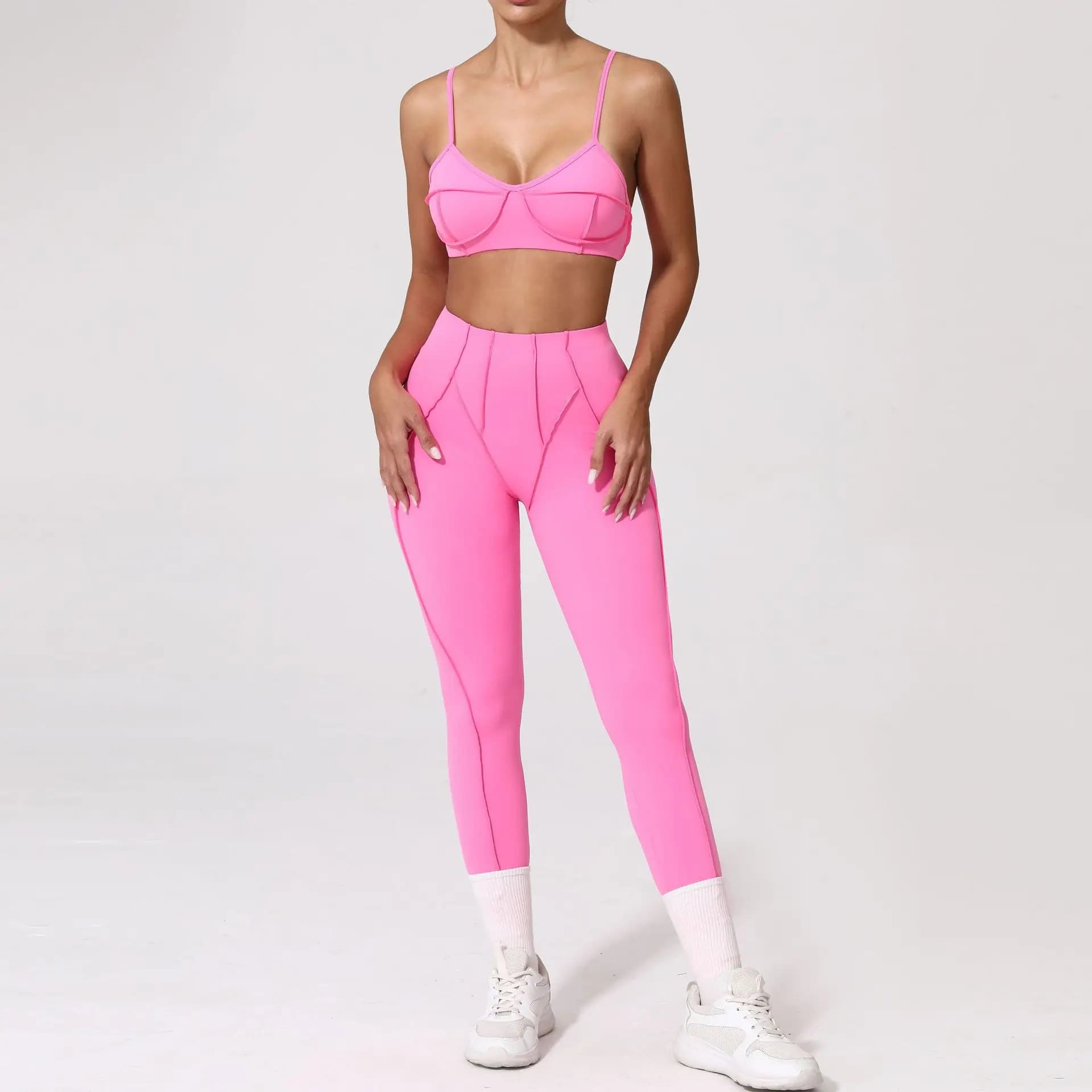High Waist Leggings and Open Back Sports Bra Set