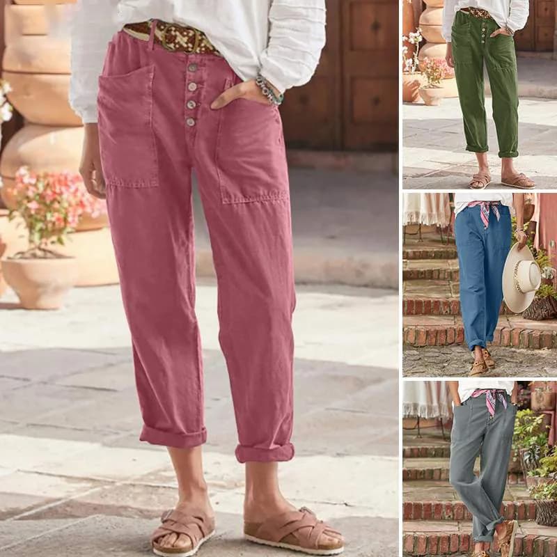 Women's Cotton Linen Capris Pants