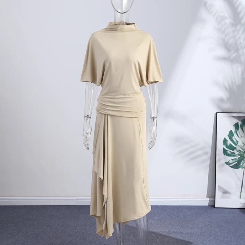 Batwing Sleeve Top and Maxi Skirt Set