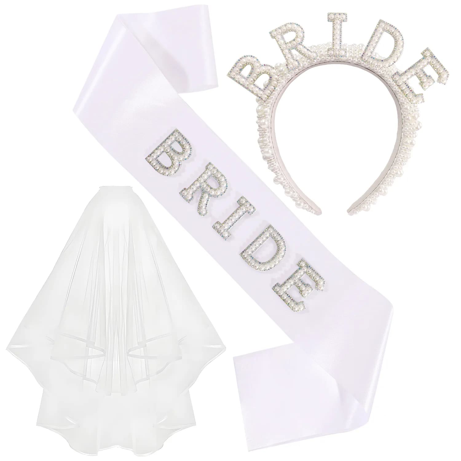 Bride To Be Tiara Crown Sash Veil Set
