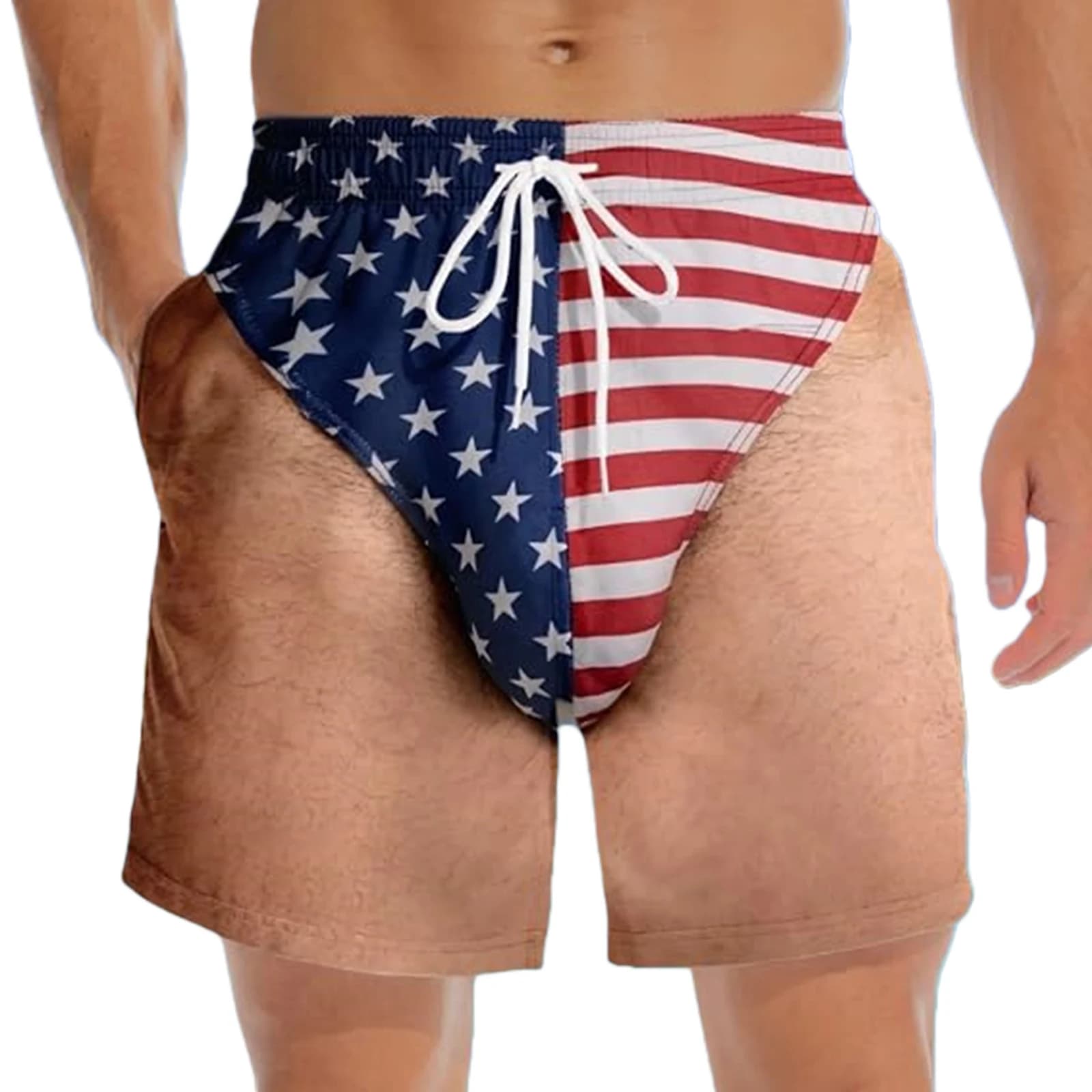 Men's Patriotic Swim Trunks with Mesh Lining