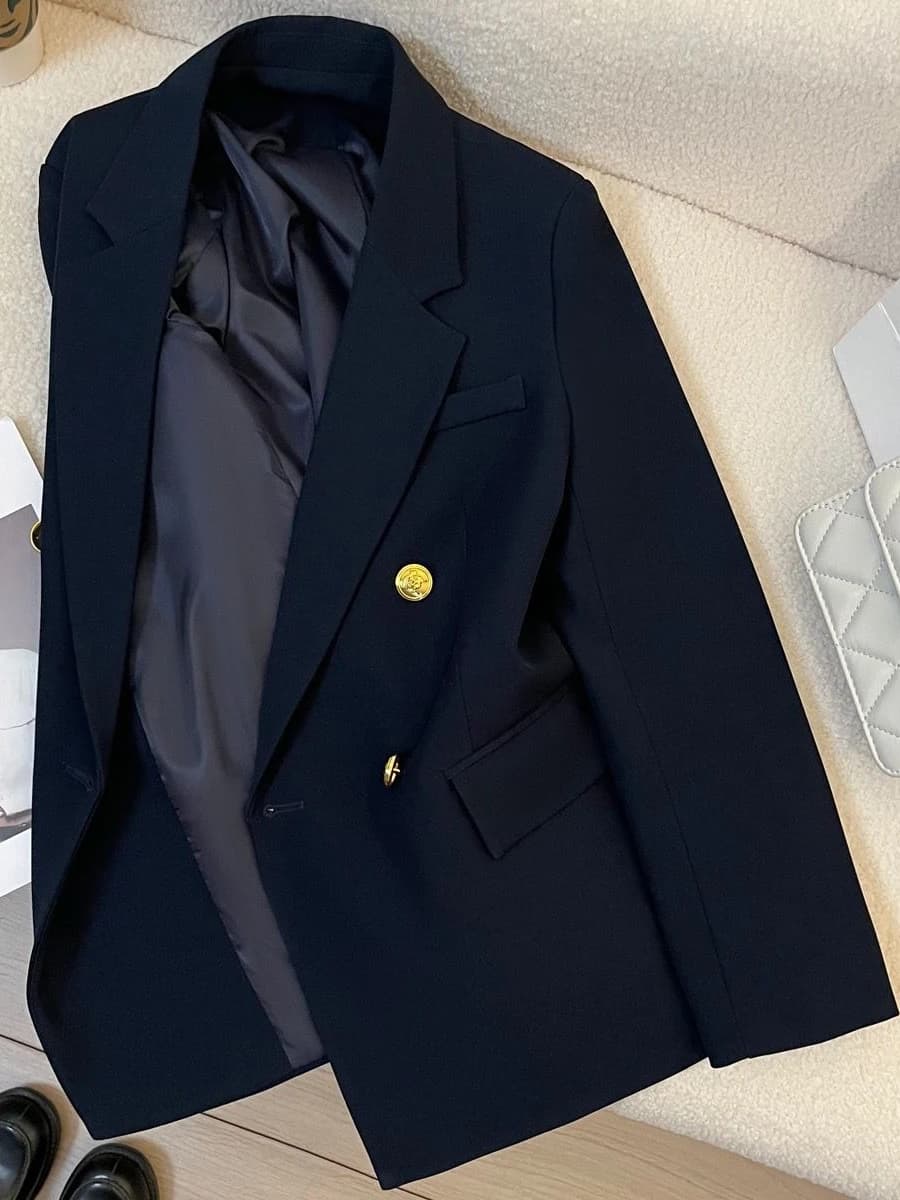 Navy Blazer Jacket with Metallic Buttons