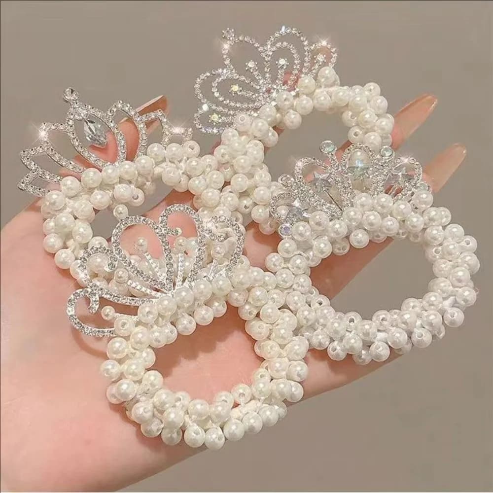 Hair Accessories Kids Hair Bands Elastic Rubber Bands Girls Hair Accessories New Fashion Pearl Crown Princess Cute Baby Headwear