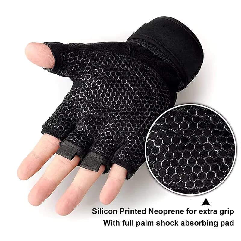 Half Finger Workout Gloves with Wrist Wrap