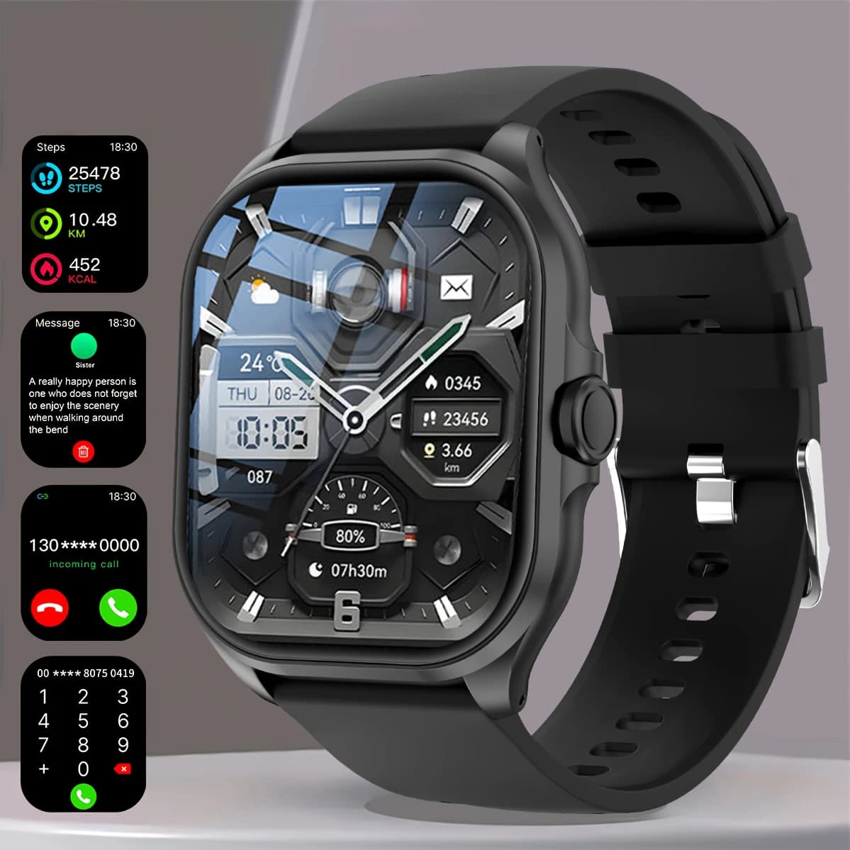 Smart Watch 1.88" HD Screen Bluetooth Calling Magnetic Charging Raise to Wake Always-On Pointer Dynamic Island Sports