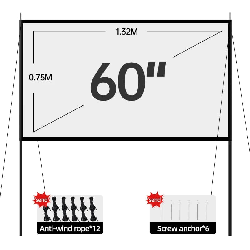 Portable Outdoor Movie Projector Screen with Stand