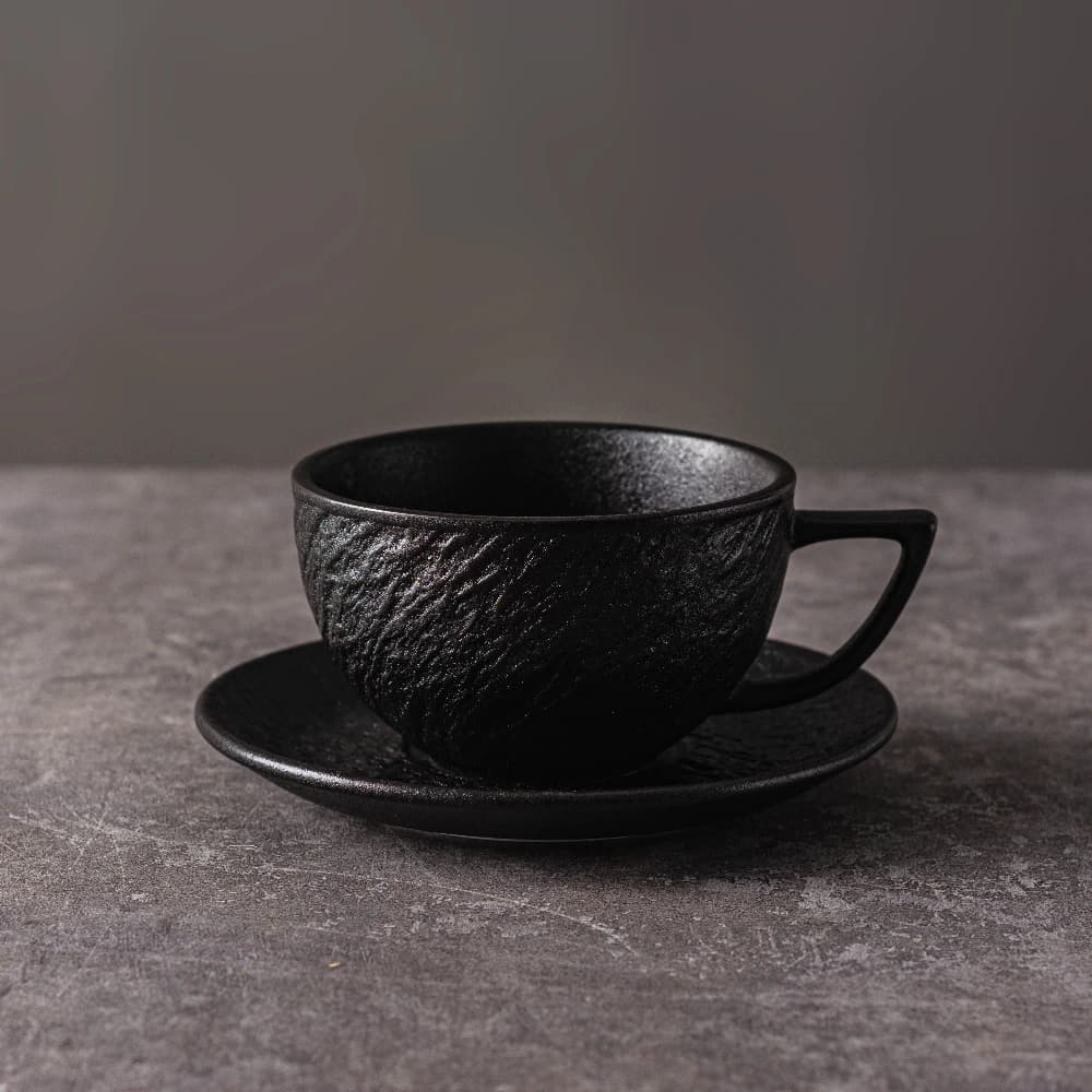 Ceramic Coffee Mug Set with Saucers