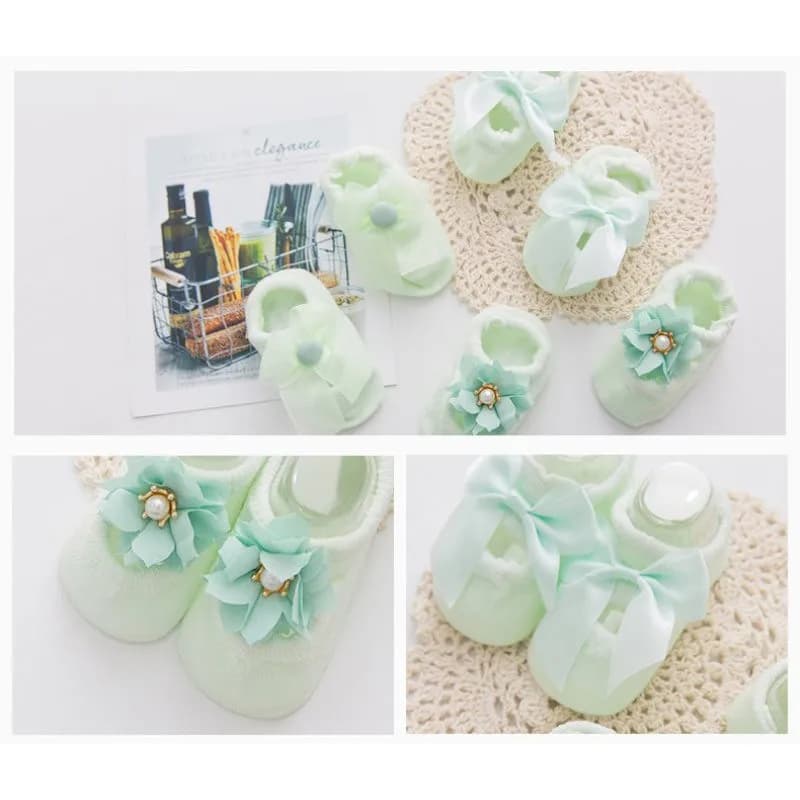 Baby Cotton Anti-Slip Socks with Bow Details