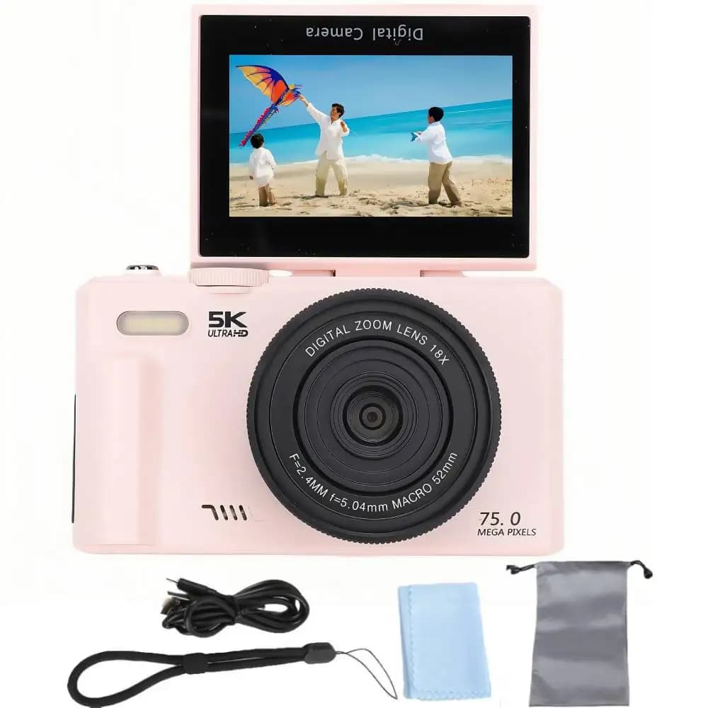 75MP 5K Digital Camera with 18X Zoom