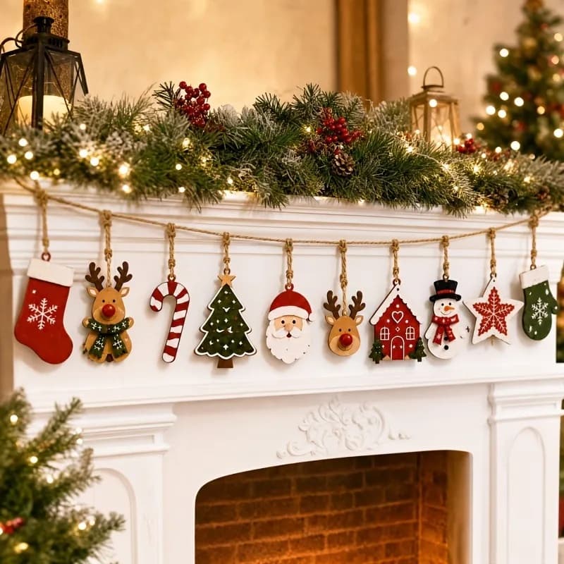 Christmas Wood Decorations Set