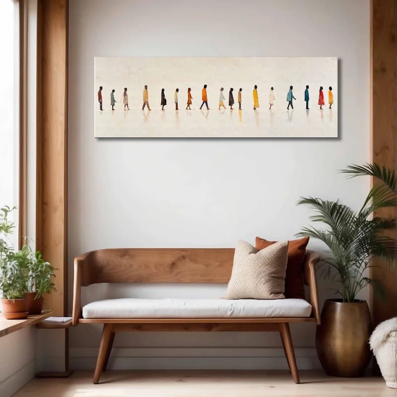 Abstract People Walking Wall Art Unframed Canvas Poster - Modern Figurative Wall Decor - Contemporary Human Movement Painting