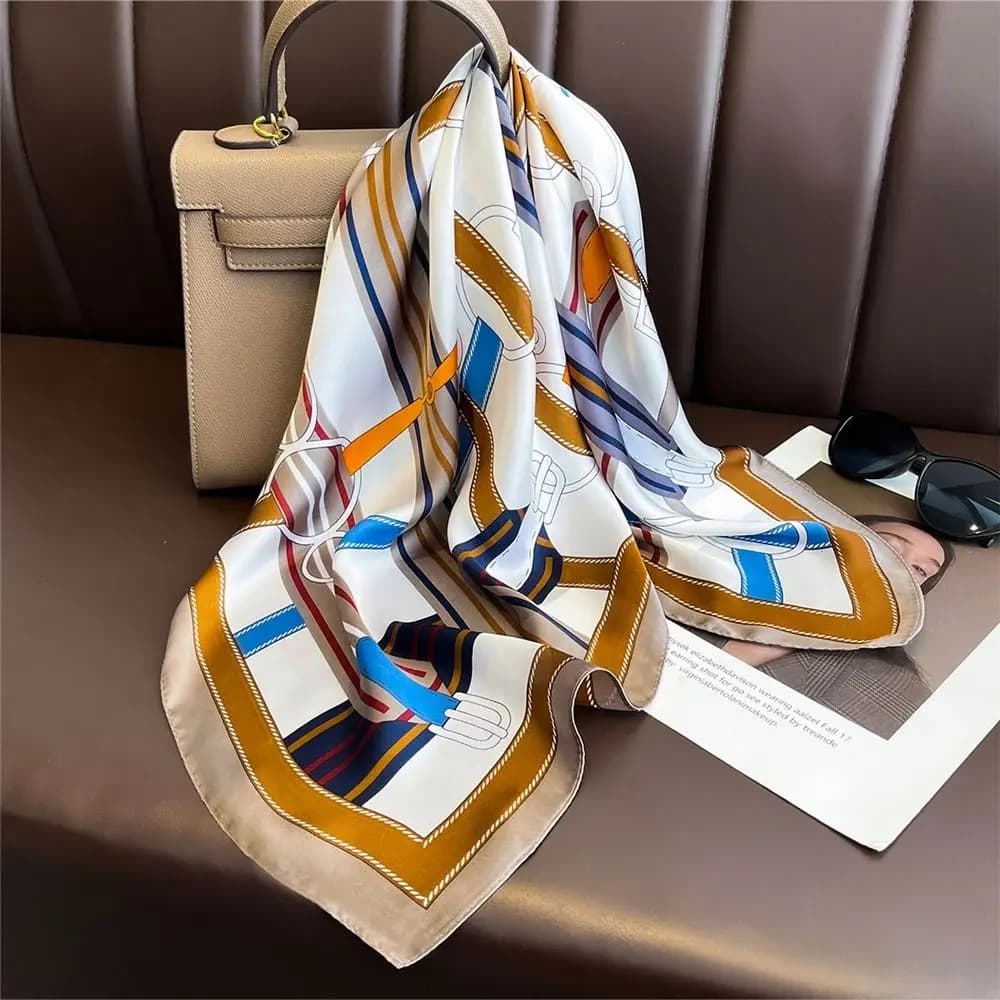 Square Silk Scarf with Lemon Print