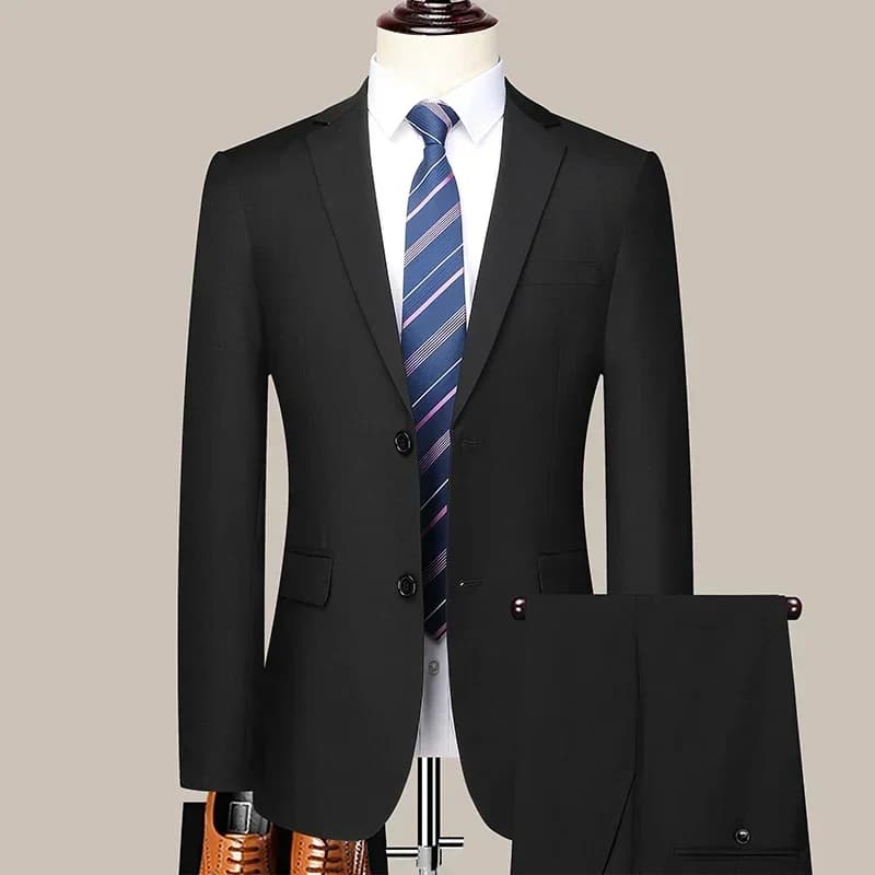 Men's Slim-Fit Business Suit Blazer and Pants