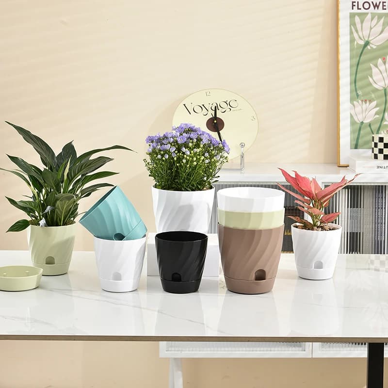 Plastic Flower Pot with Pedestal Base