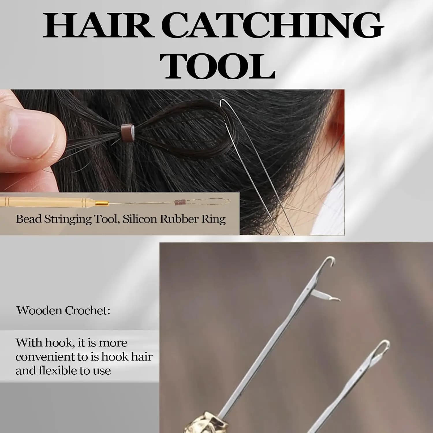 Professional Hair Extension Kit with Beads,Pliers, Pulling Hook, Threads, Needle - Metal Tools for All Hair Types,