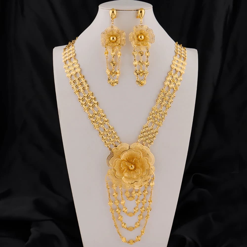 Middle East Jewelry Set Luxury Jewelry Sets Gold Plated Jewelry Tassel Necklace and Earrings Jewellery Set Wholesale