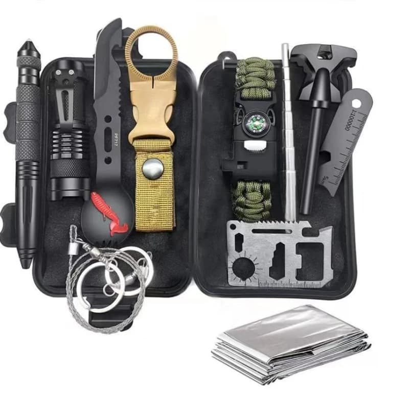 13 Outdoor Survival Equipment, Multi-functional Tool Set for Adventure, Self-defense, First Aid, Camping Equipment, Lighter
