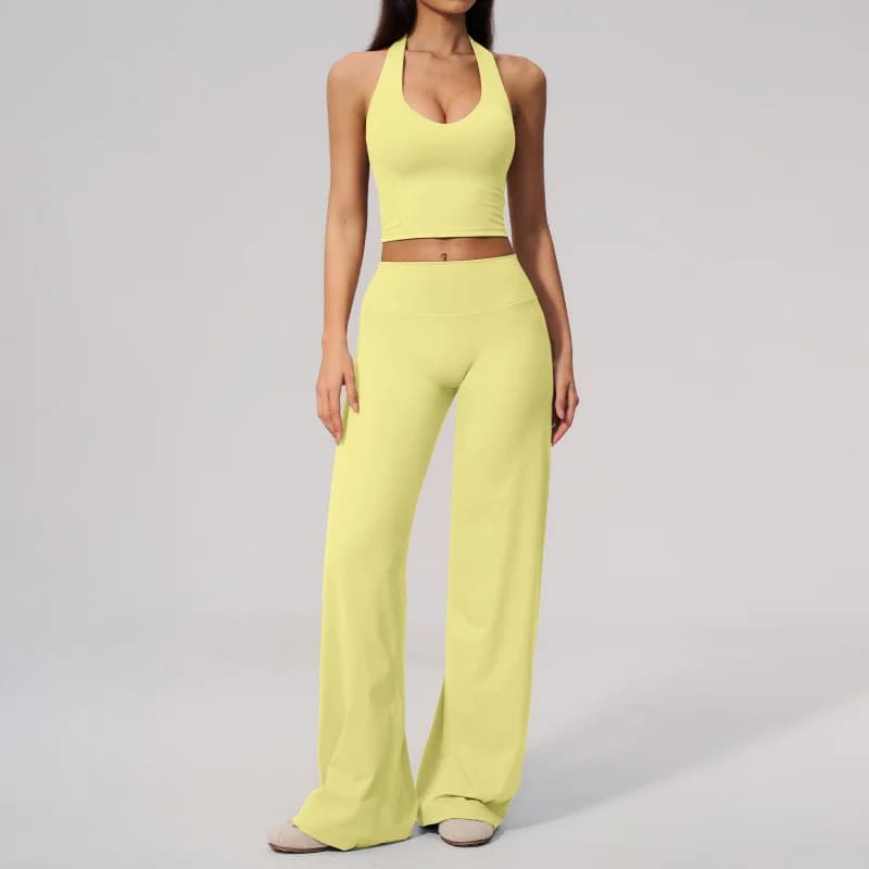 Yoga Set With Halter Neck Beautiful Back V Slim Fit Women's Gym Outfit Outdoor Running Training Fitness Leggings Two-piece Set