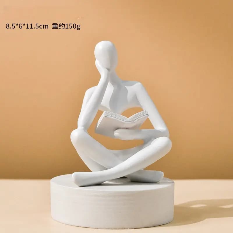 Bookshelf Decor Home Decor - Person Who is Thinking Abstract Thinker Sculpture Figurine Statue Resin Modern Reading Decoration
