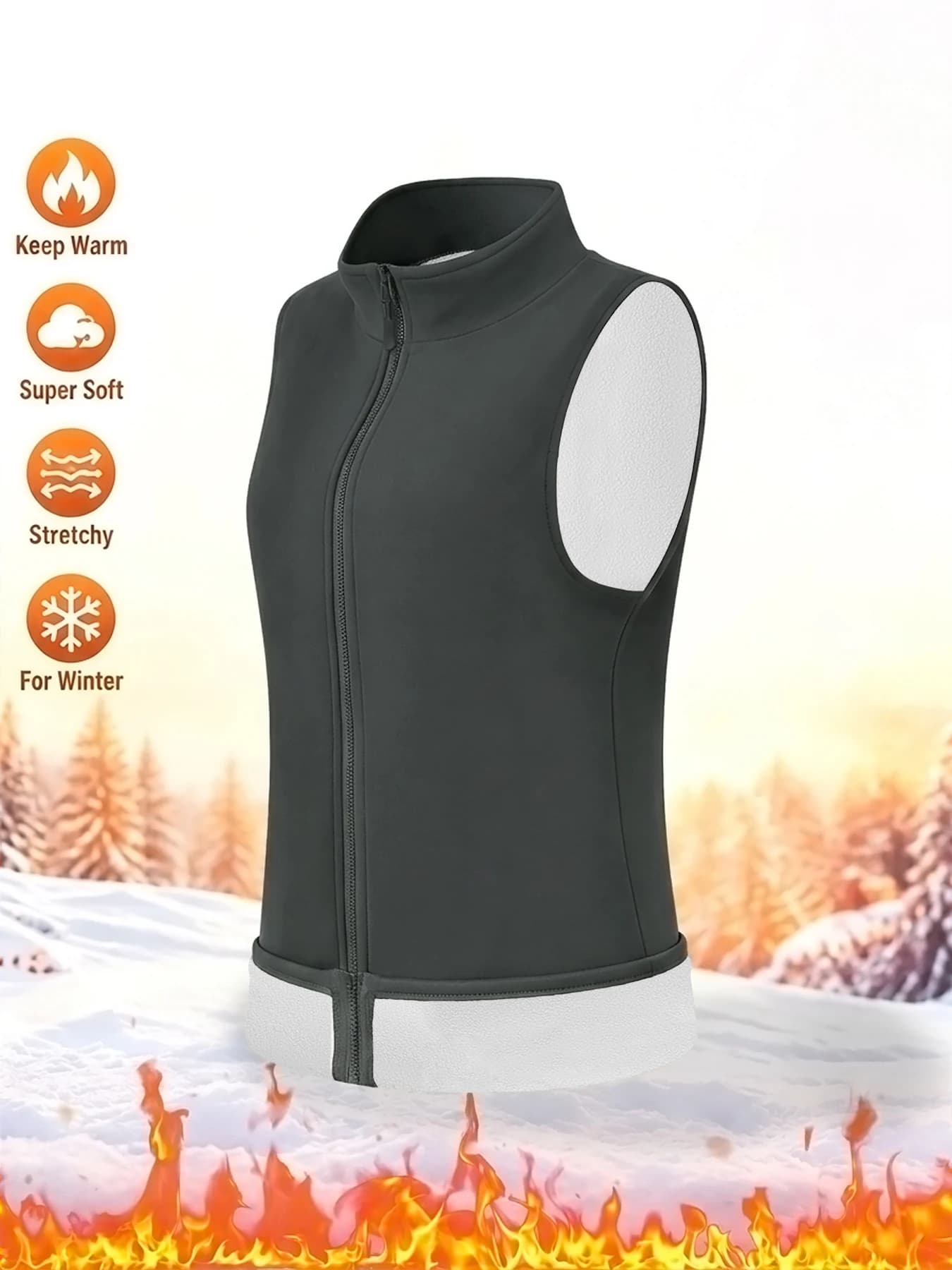 Women's Fleece Vest with Stand Collar