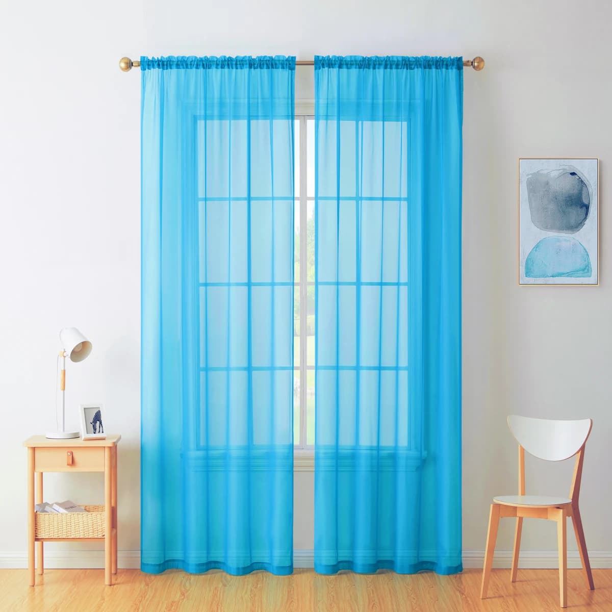 Sheer White Curtain Panels with Rod Pocket