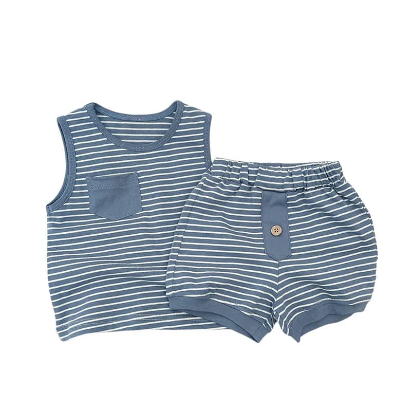 Kids Striped Two Piece Summer Outfit Set
