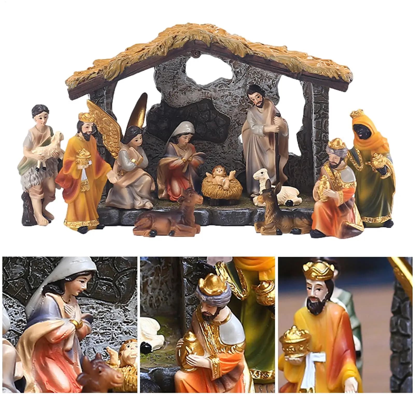 Resin Nativity Set with 12 Figurines