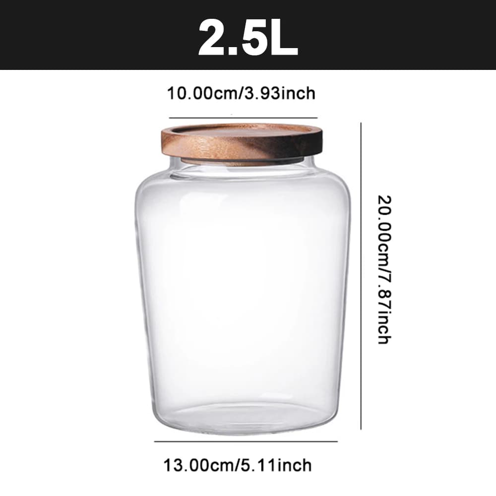 Glass Airtight Storage Jar with Wood Lid