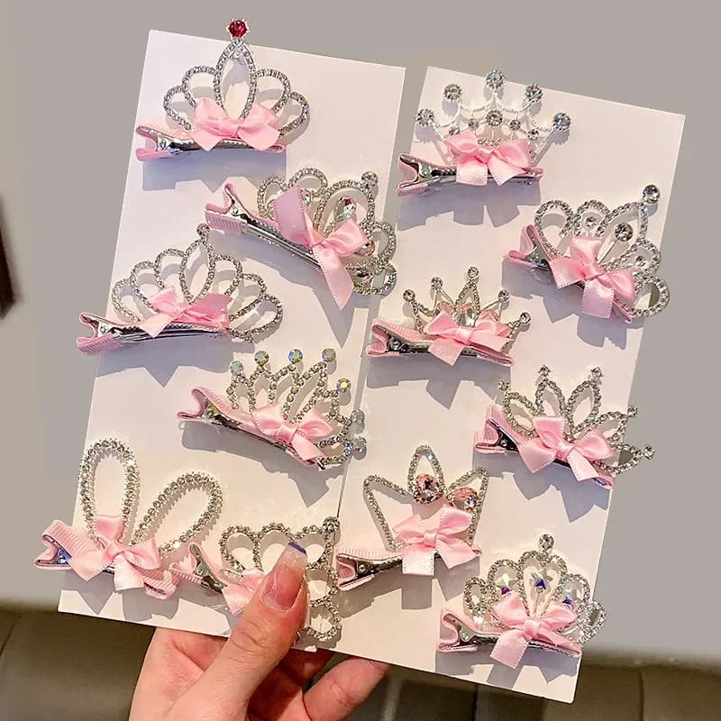 Dog and Cat Hair Clips Crown Bow Multicolor