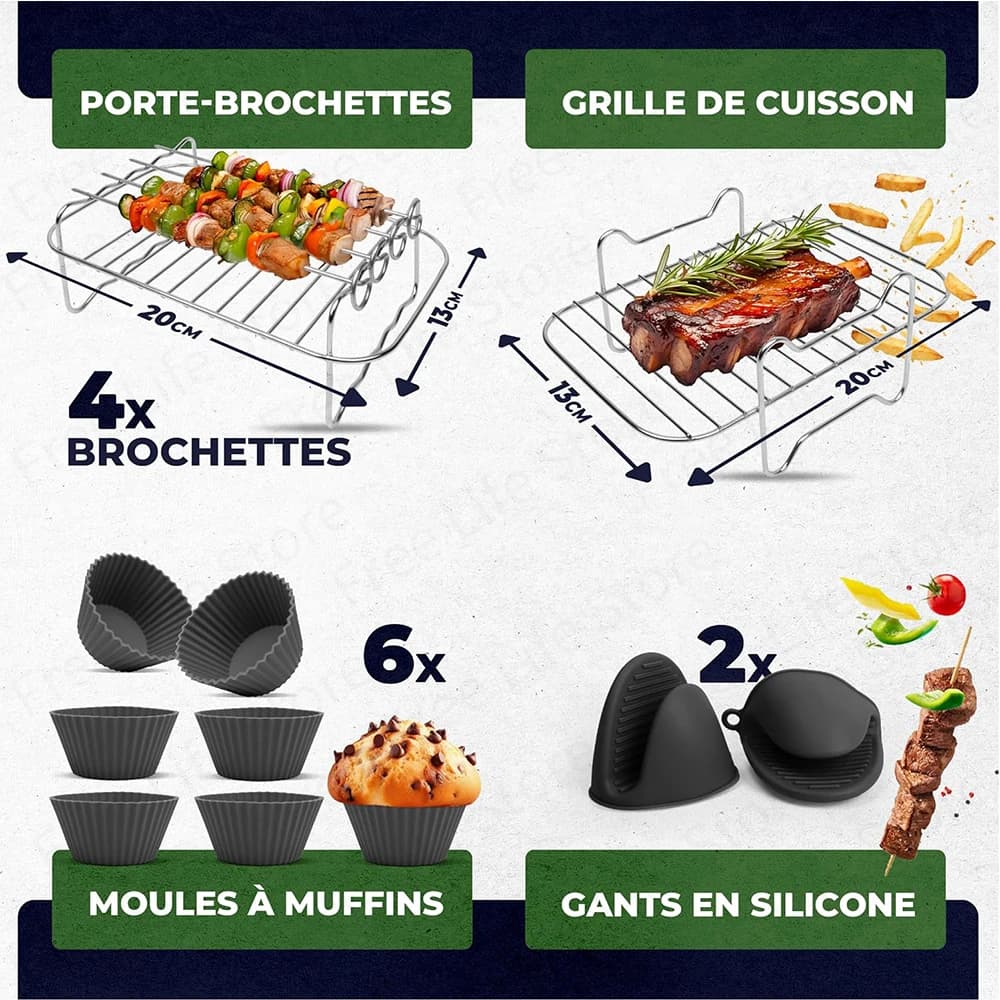 Air Fryer Accessories for Ninja Foodi Dual Zone DZ201 DZ401 AF300 AF400 7.6L-9.5L Silicone Basket/Muffin Cup/BBQ Rack/Gloves