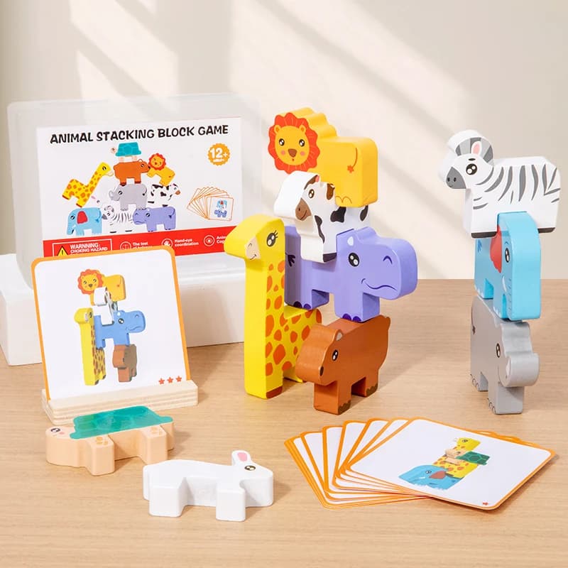 Wooden Animal Stacking Block Balance Puzzle Toy