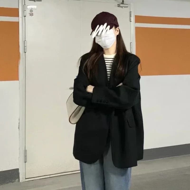 Black Oversized Blazer Jacket for Women