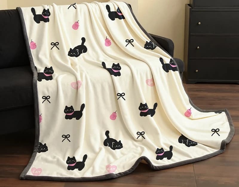 Cute Pet Print Flannel Throw Blanket