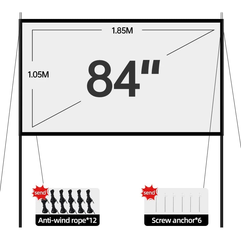 Portable Outdoor Movie Projector Screen with Stand