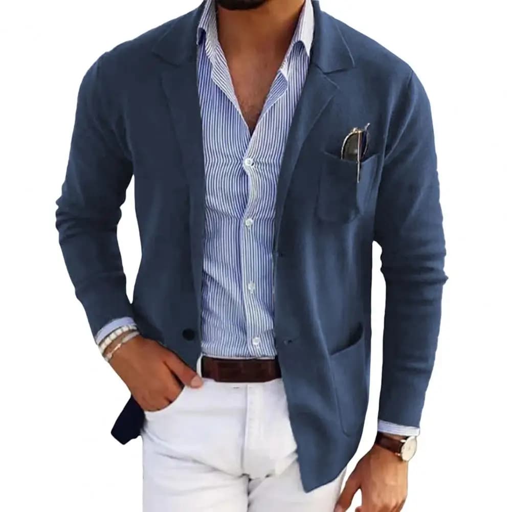 Men's Single-Breasted Solid Color Blazer