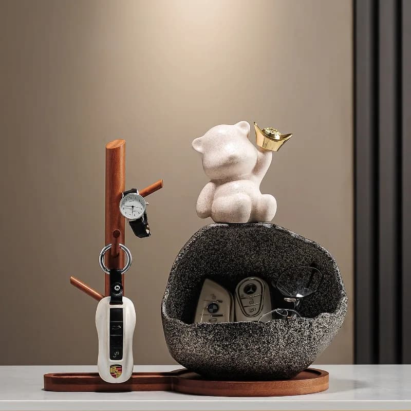Kitchen Desk Storage Holder for Towel and Trinket Display