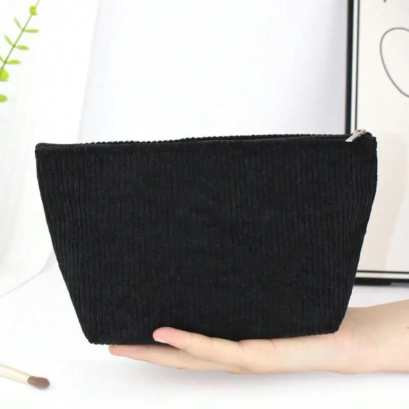 Toiletry Bag for Travel Corduroy Cosmetic Organizer with Sanitary Pad Pouch Cute Design for Women