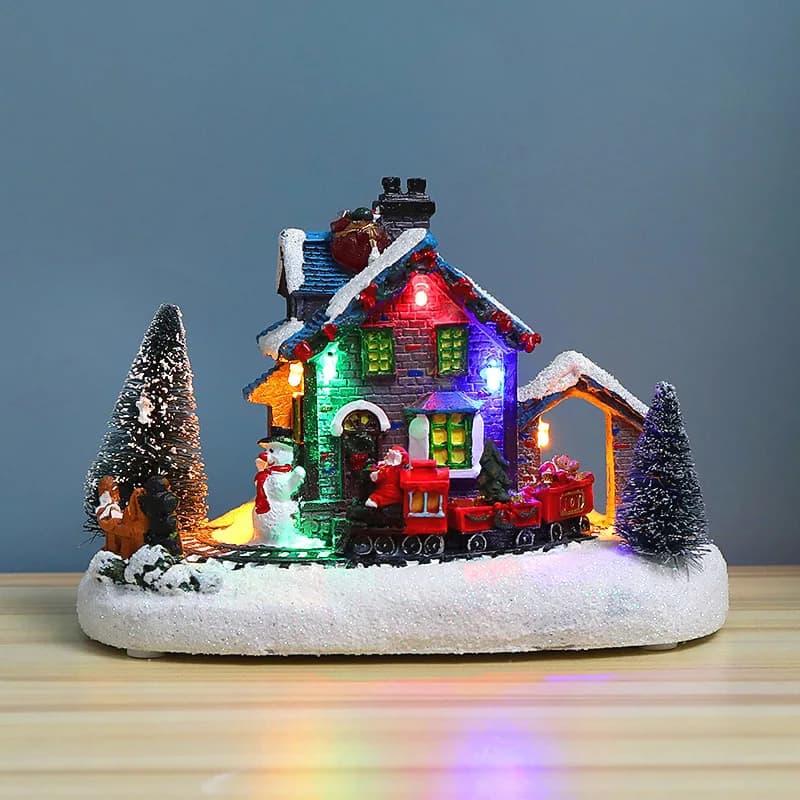 Christmas Decoration Santa Climbing Stairs Scene Music Box New Year Home Decoration Xmas Decor Gift for Kid