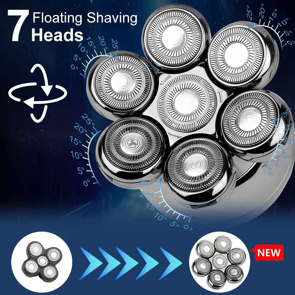 7-Head Electric Shaver and Hair Clipper for Men
