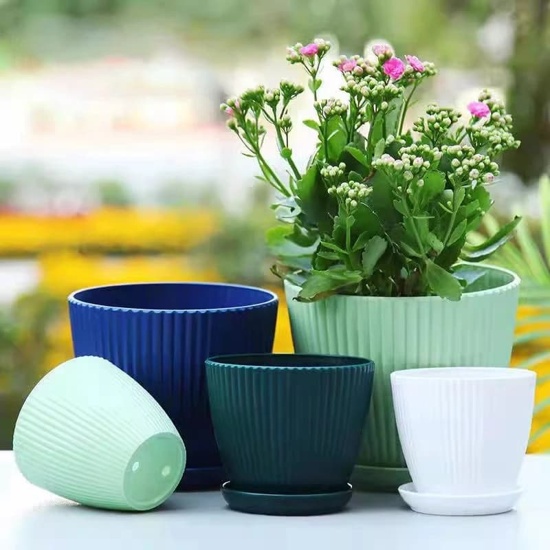 Plastic Indoor Planter Pot with Tray